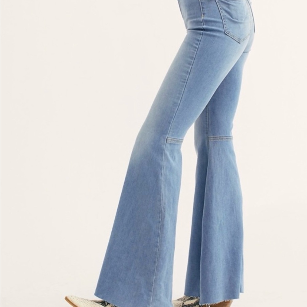 Free People Blue Flare Wide Leg Jeans - Picture 2 of 5